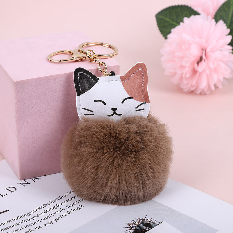 Wholesale Lucky Cat Imitation Rex Rabbit Fur Keychains